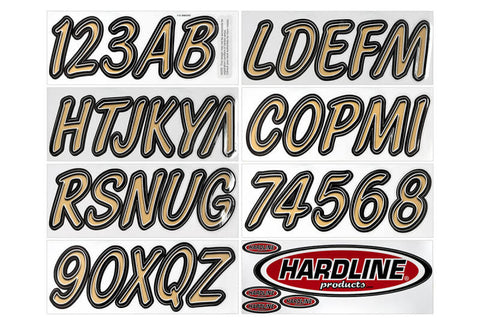 Hardline Boat Lettering Registration Kit 3 in. - 400 Brown/Black - BRBKG400