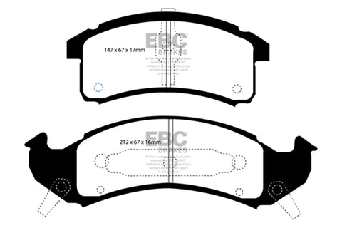 EBC 92-93 Buick Le Sabre (FWD) 3.8 Redstuff Front Brake Pads - DP31271C