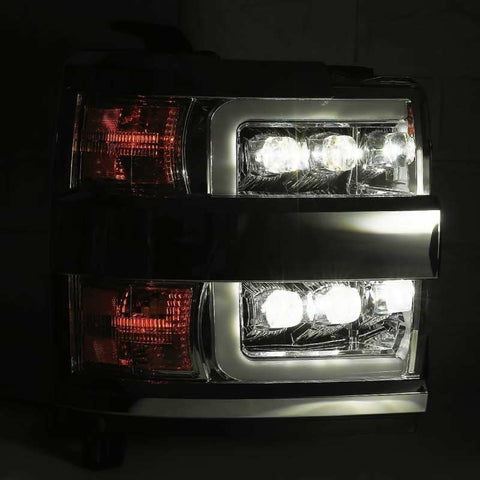 AlphaRex 15-18 Chevy 2500HD NOVA LED Proj Headlights Plank Style Black w/Activ Light/Seq Signal/DRL - 880227
