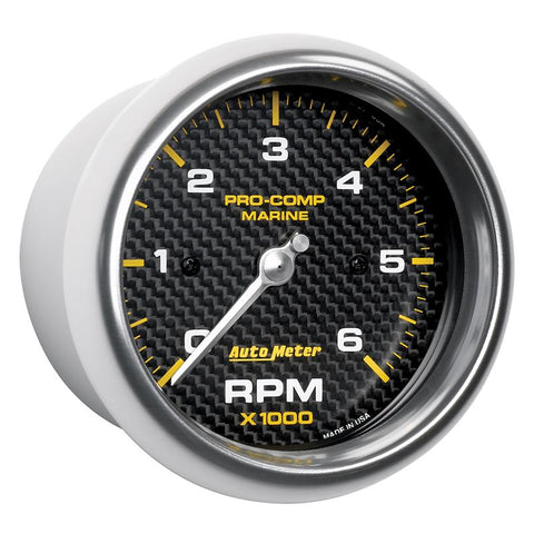 Autometer Marine Carbon Fiber Ultra-Lite Gauge 3-3/8in Tachometer 6K RPM - 200752-40
