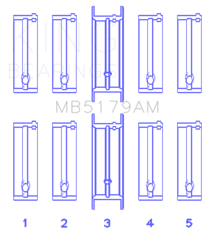King Engine Bearings Daewoo/GM/Opel/Vauxhall (Size 0.75) Main Bearing Set - MB5179AM0.75