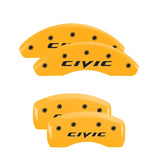 MGP 4 Caliper Covers Engraved Front & Rear MGP Yellow Finish Black Char 2017 Honda Civic - 20222SCIVYL