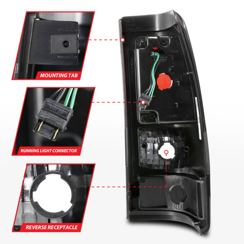 ANZO 1999-2002 Chevy Silverado 1500 LED Taillights Plank Style Black w/Smoke Lens - 311325