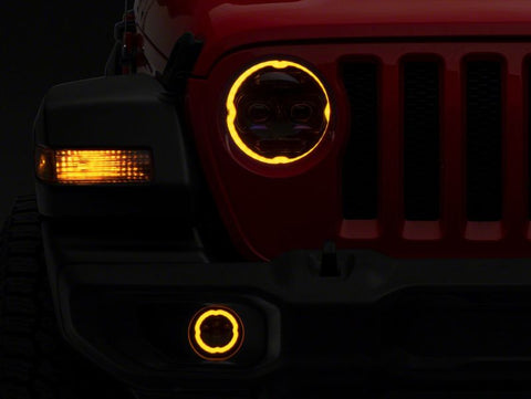 Raxiom 18-23 Jeep Wrangler JL Axial Series 9-In Angel Eye LED Headlights- Blk Housing (Clear Lens) - J177416