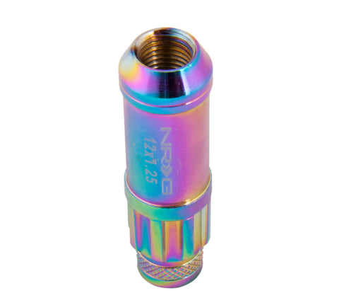 NRG 700 Series M12 X 1.25 Steel Lug Nut w/Dust Cap Cover Set 21 Pc w/Locks & Lock Socket - Neochrome - LN-LS710MC-21