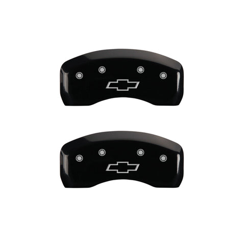 MGP 4 Caliper Covers Engraved Front & Rear Bowtie Black finish silver ch - 14237SBOWBK