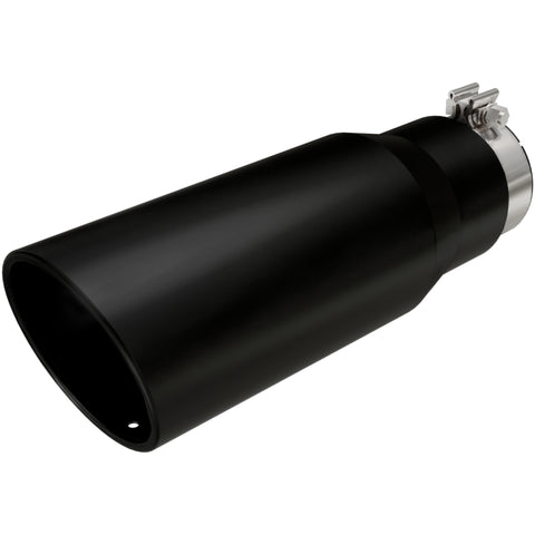 MagnaFlow Tip Stainless Black Coated Single Wall Round Single Outlet 5in Dia 3.5in Inlet 14.5in L - 35237