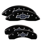 MGP 4 Caliper Covers Engraved Front & Rear Chevrolet 100 Anniversary Logo Black Finish Silver Charac - 14005SBANBK