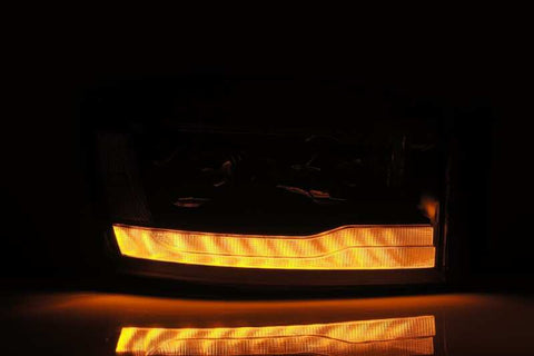 AlphaRex 06-08 Dodge Ram 1500HD PRO-Series Projector Headlights Plank Style Black w/Seq Signal/DRL - 880532