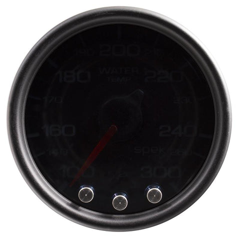 Autometer Spek-Pro Gauge Water Temp 2 1/16in 300f Stepper Motor W/Peak & Warn Blk/Smoke/Blk - P34652