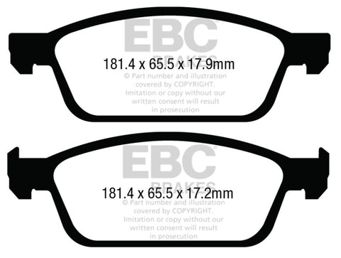 EBC 13+ Ford Escape 1.6 Turbo 4WD Yellowstuff Front Brake Pads - DP43008R