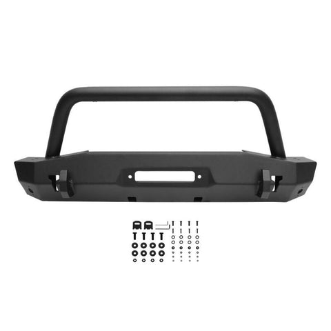 Westin 18-22 Jeep Wrangler JL / 20-22 Gladiator WJ2 Stubby Front Bumper w/Bull Bar - Tex. Blk - 59-80075
