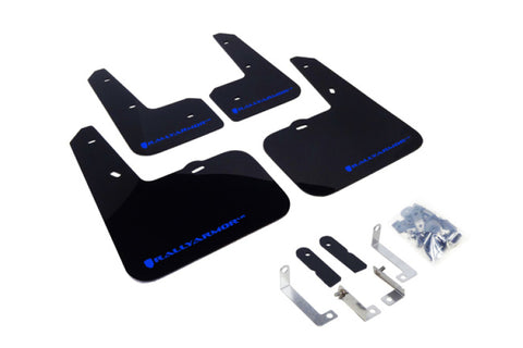 Rally Armor 12-18 Hyundai Veloster Black UR Mud Flap w/ Blue Logo - MF24-UR-BLK/BL