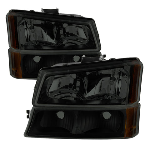 xTune Chevy Silverado 2500HD 03-06 Crystal Headlights w/ Bumper Lights HD-JH-CSIL03-AM-BSM-SET - 9030253