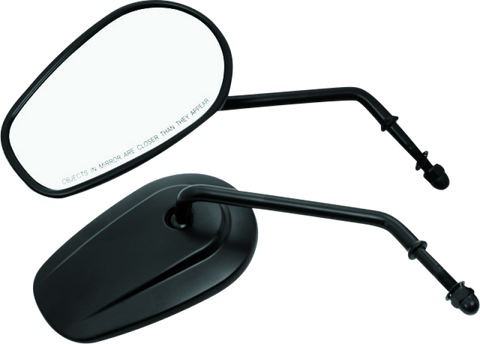 Bikers Choice Black Tapered Long Stem Mirrors Pr - 482007