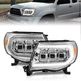 ANZO 05-11 Toyota Tacoma LED Projector Headlights w/Light Bar Swtchbk Seq. Chrome w/Initiation Light - 111582