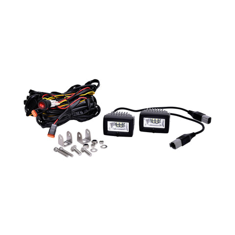 KC HiLiTES C-Series 2in. C2 LED Light 20w Area Flood Beam (Pair Pack System) - Black - 328