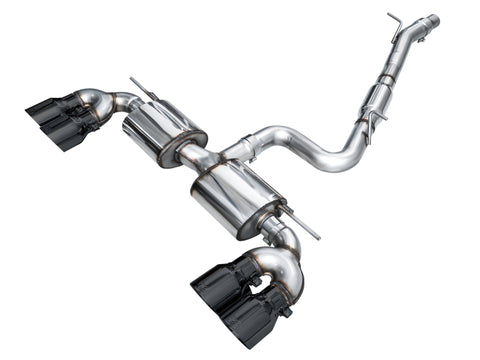 AWE Tuning MK8 Volkswagen Golf R 3in Touring Edition Quad Exhaust - Diamond Black Tips - 3015-43658