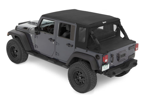 Bestop 07-18 Jeep Wrangler JK 4-Door Halftop Soft Top (Premium Black Twill) - 53901-17