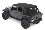 Bestop 07-18 Jeep Wrangler JK 4-Door Halftop Soft Top (Black Diamond) - 53901-35