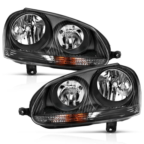ANZO 2006-2009 Volkswagen Us Rabbit Crystal Headlight Black (Halogen Only) - 121542