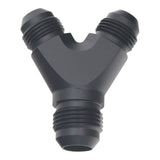 DeatschWerks 8AN Male Flare to 8AN Male Flare to 10AN Male Flare Y Fitting - Anodized Matte Black - 6-02-0703-B