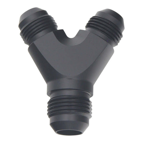 DeatschWerks 8AN Male Flare to 8AN Male Flare to 10AN Male Flare Y Fitting - Anodized Matte Black - 6-02-0703-B