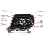 ANZO 2005-2011 Toyota Tacoma Projector Headlights w/ Halo Black - 121282