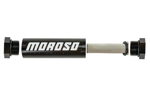 Moroso In-Line Fuel Filter - 5-1/8in - 3/8in NPT - 40 Micron SS Filter - Aluminum - 65231