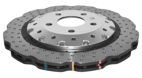DBA 13-16 Audi RS5 (w/Scalloped edge Iron Discs) Rear 5000 Series Drilled Wavy Rotor w/Silver Hat - DBA52835WSLVXD