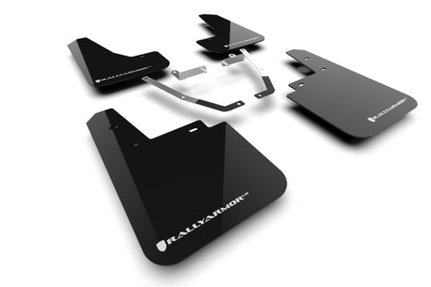 Rally Armor - 2024 Subaru Crosstrek (Wilderness Only) Black UR Mud Flap W/White Logo No Drilling Req - MF116-UR-BLK-WH