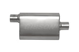 Gibson CFT Superflow Offset/Center Oval Muffler - 4x9x18in/2.5in Inlet/2.5in Outlet - Stainless - 55192S
