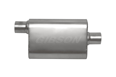 Gibson CFT Superflow Offset/Center Oval Muffler - 4x9x18in/2.5in Inlet/2.5in Outlet - Stainless - 55192S