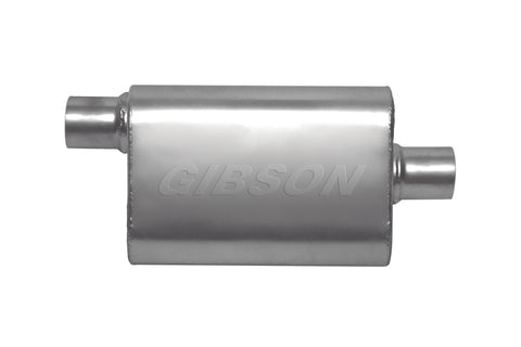 Gibson CFT Superflow Offset/Center Oval Muffler - 4x9x13in/2in Inlet/2.25in Outlet - Stainless - 55140S