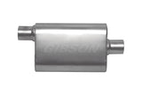 Gibson CFT Superflow Offset/Center Oval Muffler - 4x9x13in/2.5in Inlet/2.5in Outlet - Stainless - 55142S