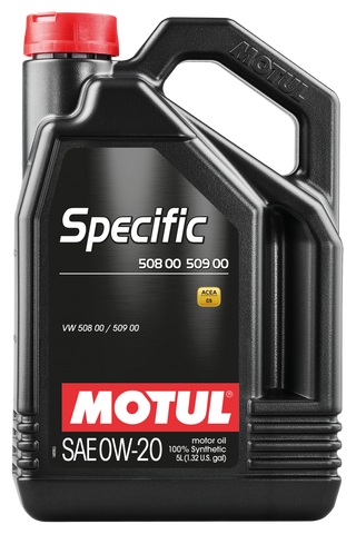 Motul 5L Specific 508 0W20 Oil - Acea A1/B1 / VW 508.00/509.00 / Porsche C20 - 107384
