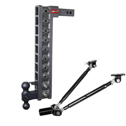 Gen-Y Mega Duty 2in Shank 22.5in Drop 10K Hitch w/GH-031 Dual-Ball/GH-0100 Stabilizer Kit - GH-3110