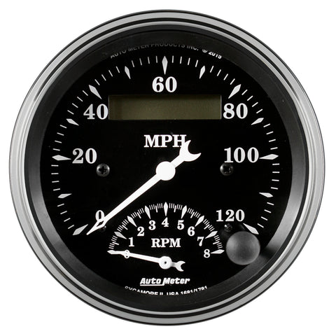 Auto Meter Gauge Tach/Speedo 3 3/8in 120mph & 8k RPM Elec. Program. Old Tyme Blk - 1781