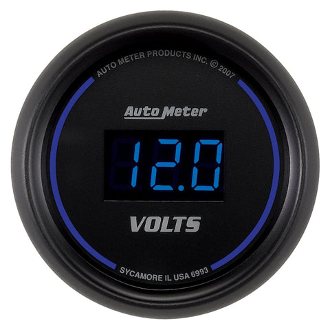 Autometer Cobalt Digital 52.4mm Black Voltmeter - 6993