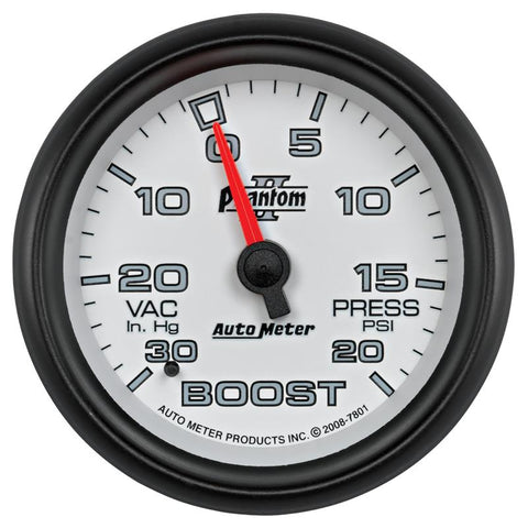 AutoMeter Gauge Vac/Boost 2-5/8in. 30Inhg-20PSI Mechanical Phantom II - 7801