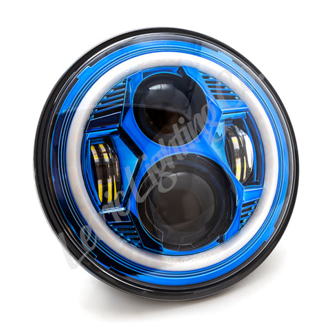 Letric Lighting 7? Blue Color Collection LED Headlamp with Full Halo - LLC-ICC-7B