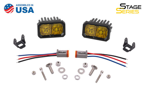 Diode Dynamics Stage Series 2 In LED Pod Sport - Yellow Flood Standard ABL (Pair) - DD6396P