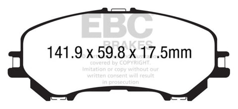 EBC 14+ Nissan Rogue 2.5 2 row seating Ultimax2 Front Brake Pads - UD1737