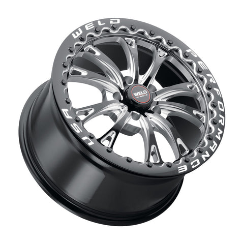 Weld S908 18X12 Belmont Drag Beadlock 5X120 ET52 BS8.50 Gloss Black MIL Dia 78.1 - S90882022P52