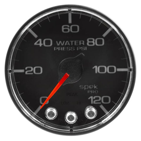 Autometer Spek-Pro Gauge Water Press 2 1/16in 120psi Stepper Motor W/Peak & Warn Blk/Chrm - P345318