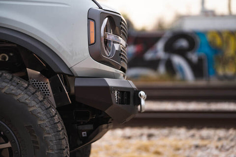 DV8 Offroad 2021+ Ford Bronco Bumper- Accommodates 20in Dual Row Light Bar & (4) 3in Pod Light Mount - FBBR-03