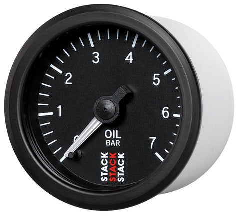 Autometer Stack 52mm 0-7 Bar M10 Male Pro Stepper Motor Oil Pressure Gauge - Black - ST3301