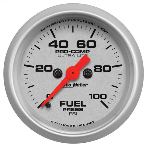 Autometer Ultra-Lite 52mm 0-100 PSI Electronic Fuel Pressure Gauge - 4363