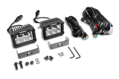 Go Rhino Xplor Bright Series Rectangle LED Spot Light Kit (Surface/Thread Stud Mnt) 4x3 - Blk (Pair) - 753003023SBS