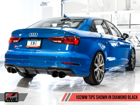 AWE Tuning Audi 8V S3 SwitchPath Exhaust w/Diamond Black Tips 102mm - 3025-43072